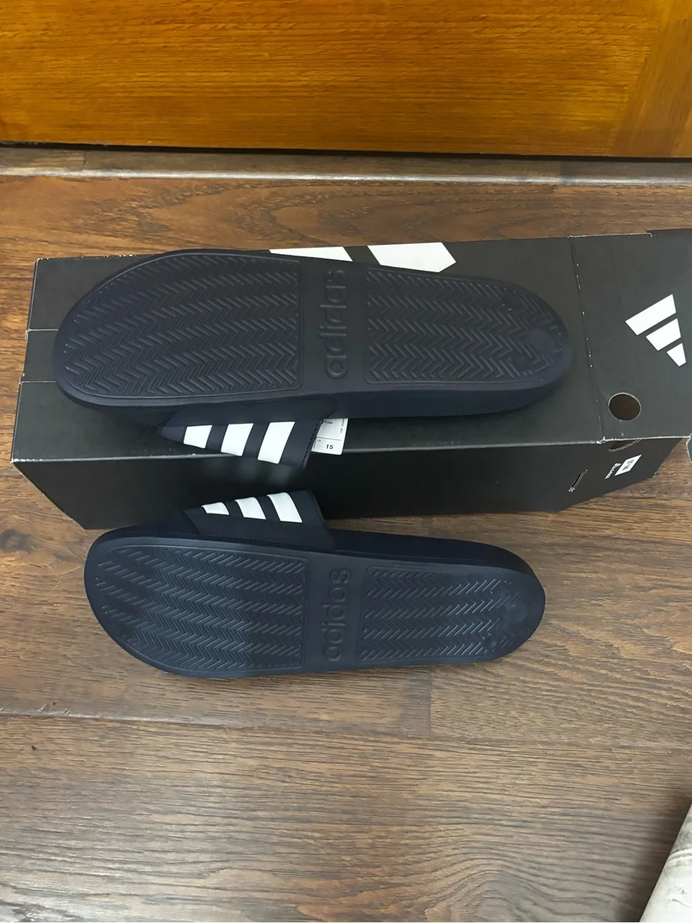 adidas Men's Adilette Shower Slides - Black/White - Size 15 - NWT